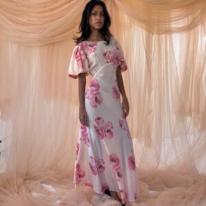 Vintage 1930s Pink Floral Maxi Dress - bridal shower, babyshower
